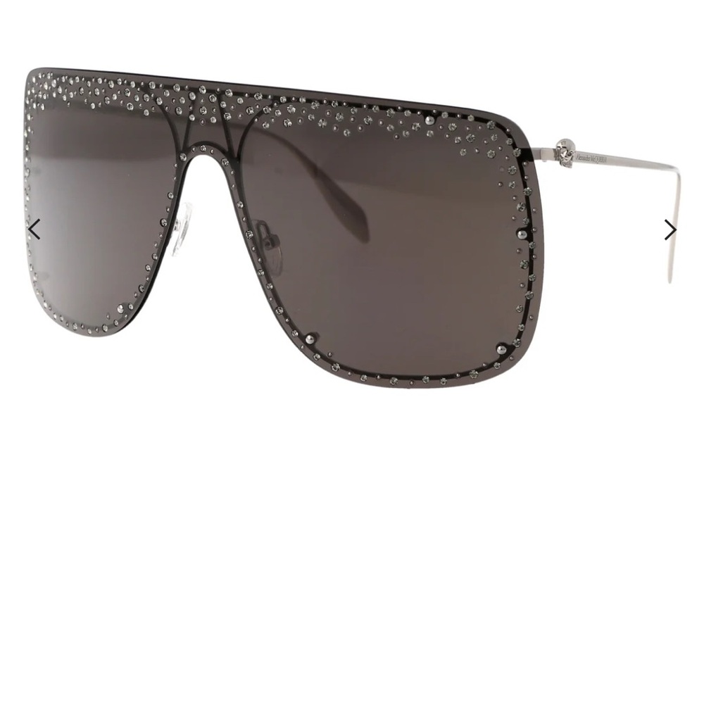 NEW Alexander McQueen AM0313S Silver Shield Mask Sunglasses